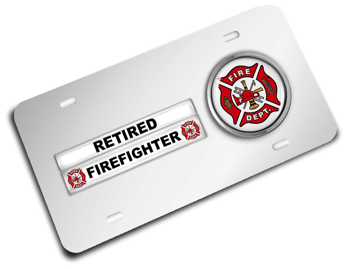 Firefighter Retired - Stainless Steel Car License Plate